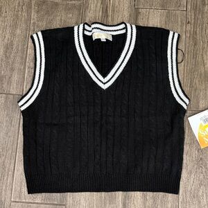 NWT Sugar Moon Black and White Cable Knit Vest